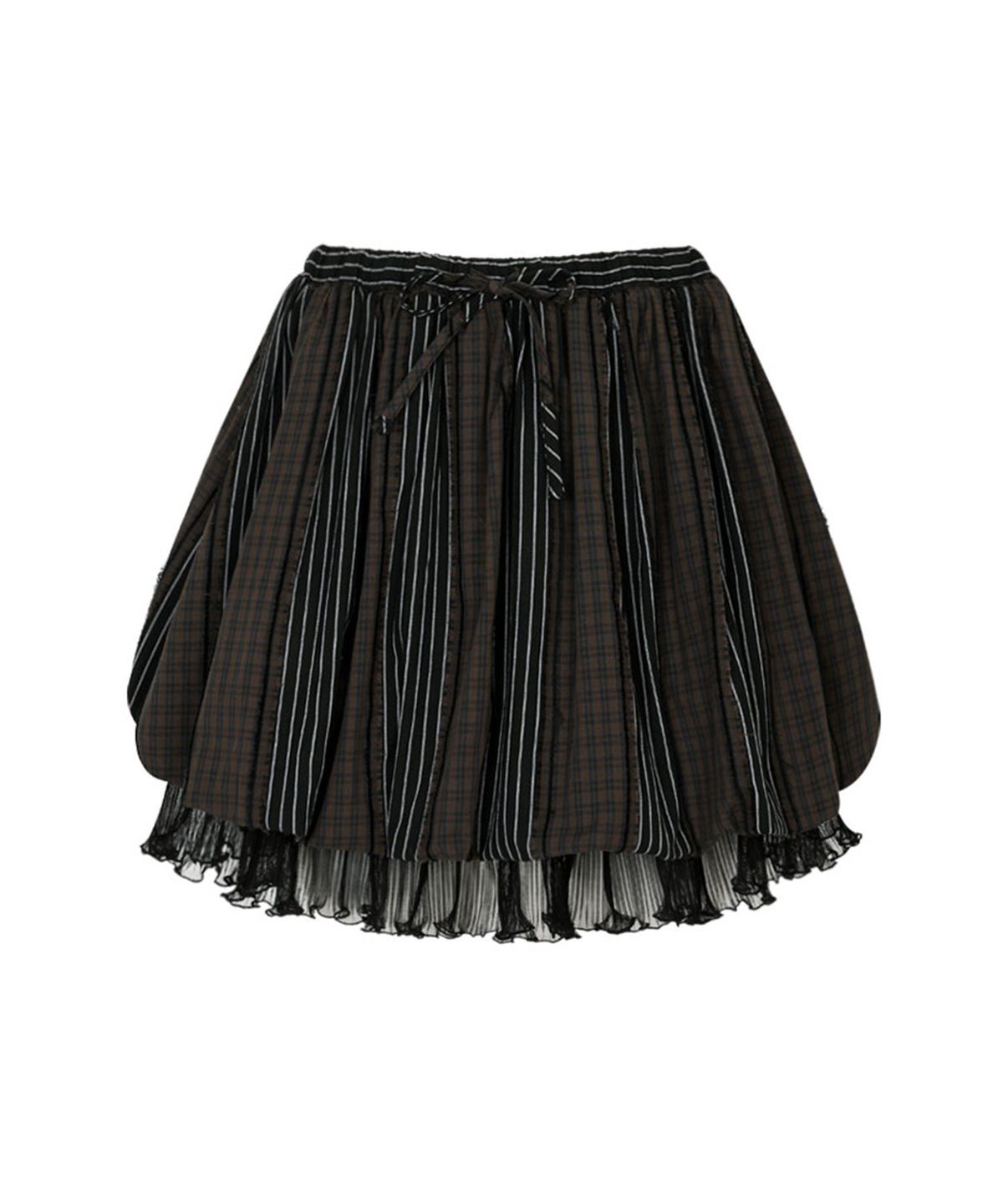 루루서울(LOULOUSEOUL) Baby Mushroom Mix Skirt (Black)