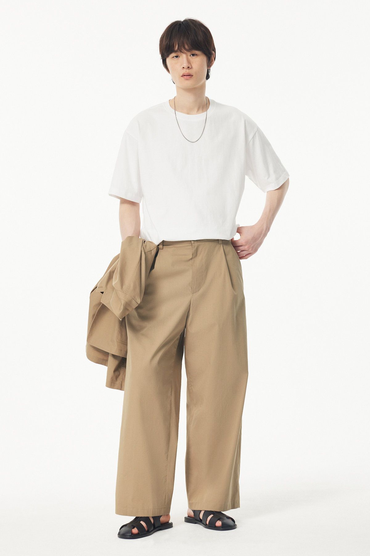 스튜디오 톰보이(STUDIO TOMBOY) [MEN] 원턱 베이직 팬츠_카멜 9155231558