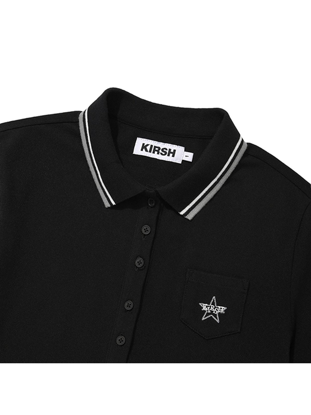키르시(KIRSH) 버튼 포인트 슬림핏 카라 티셔츠 [블랙]
