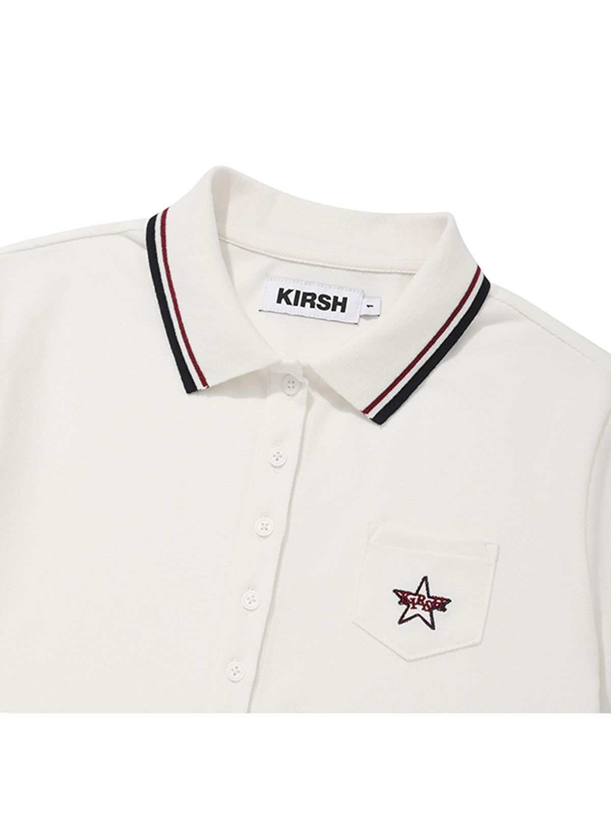 키르시(KIRSH) 버튼 포인트 슬림핏 카라 티셔츠 [아이보리]