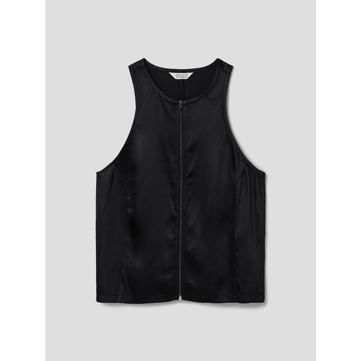 앙개(ANGGAE) Satin Tank ZipUp Vest  Black