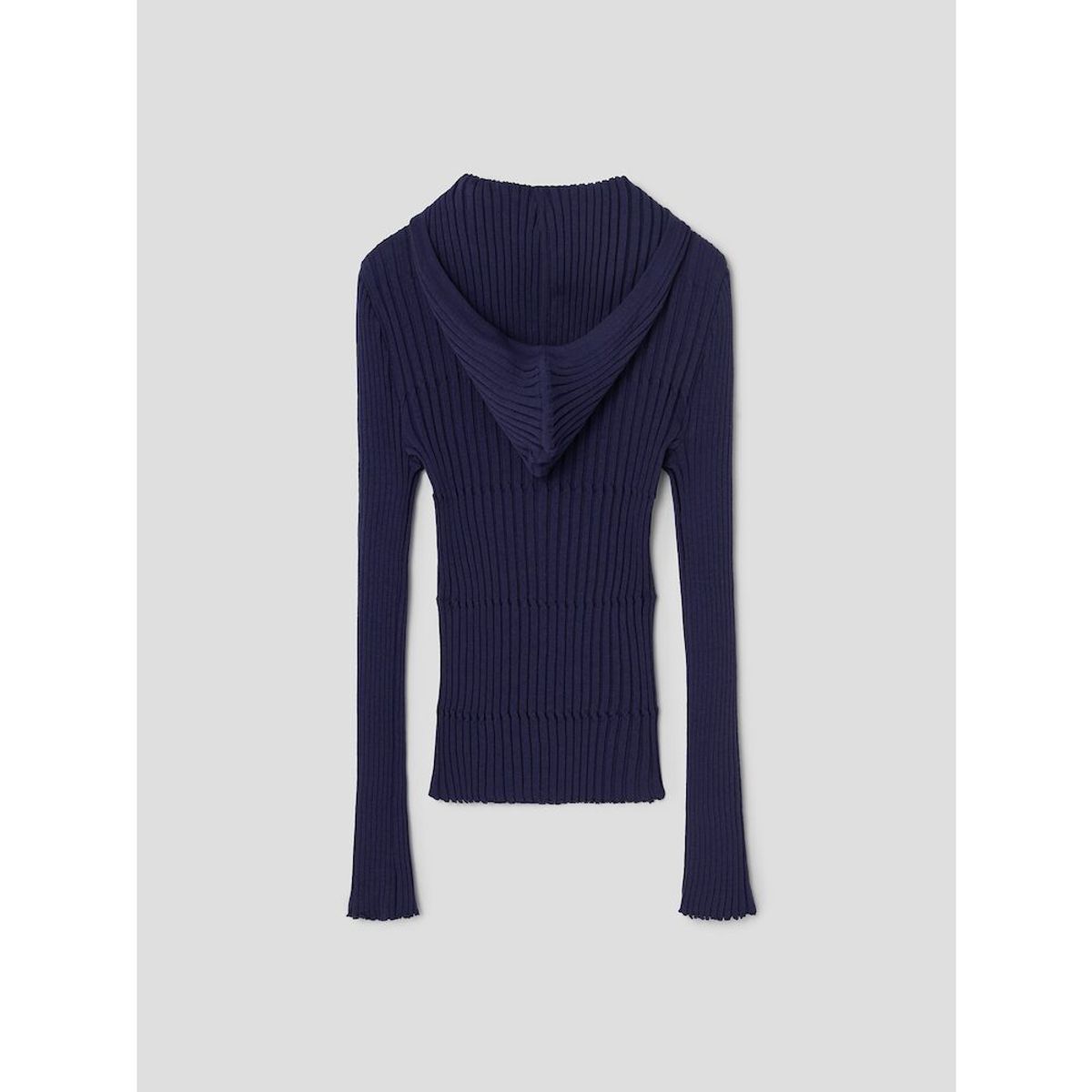앙개(ANGGAE) Crafted Rib Hooded Pullover  Navy
