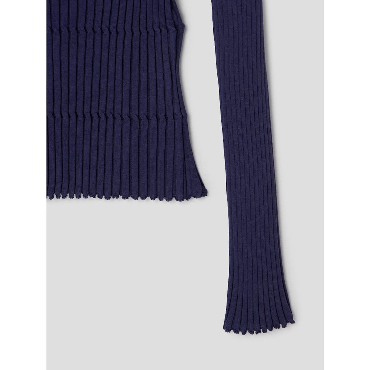 앙개(ANGGAE) Crafted Rib Hooded Pullover  Navy