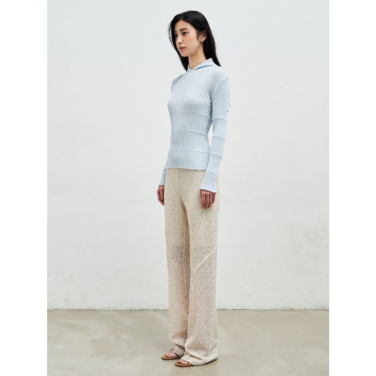 앙개(ANGGAE) Lace Line Pants  Ivory