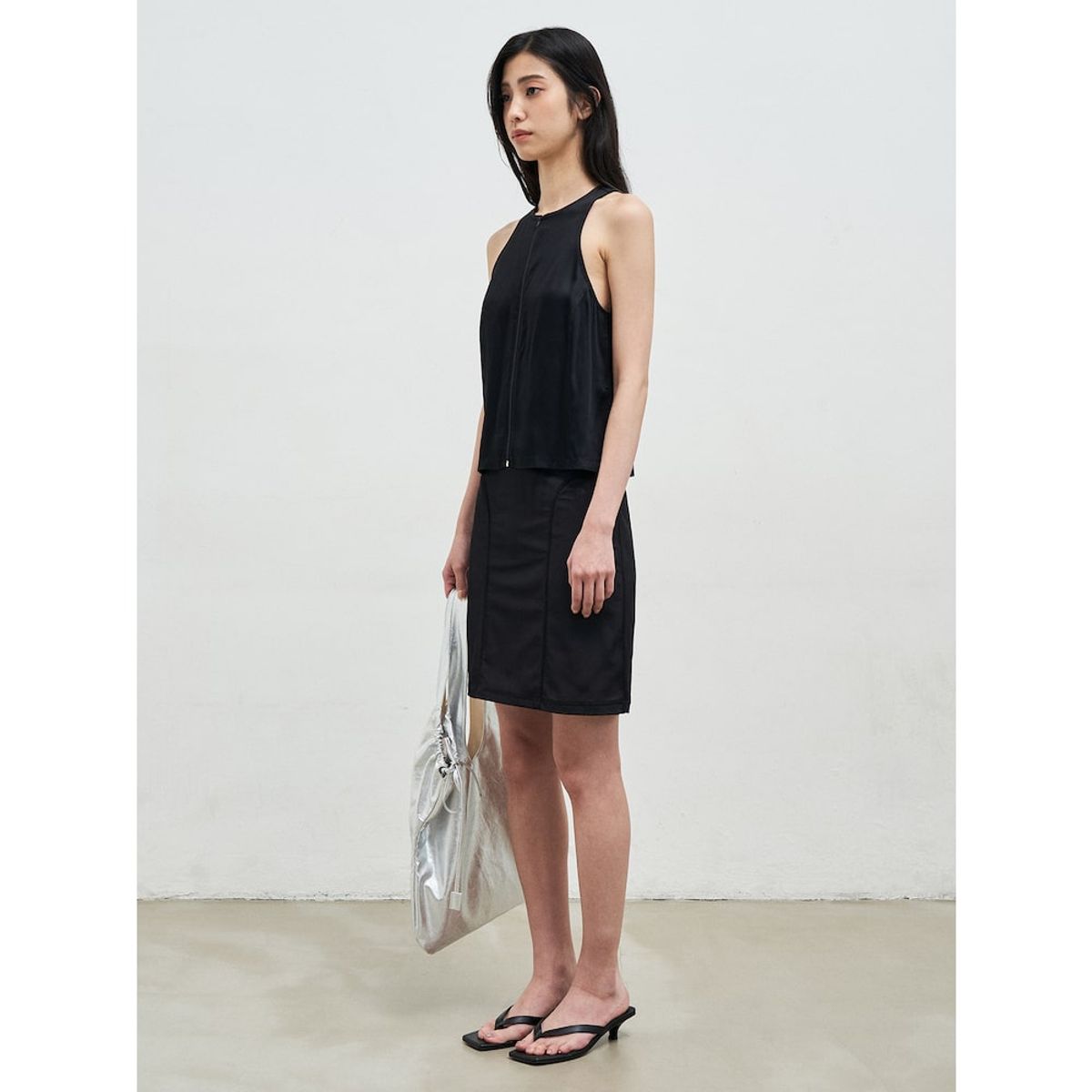 앙개(ANGGAE) Power Net Mini Skirt  Black