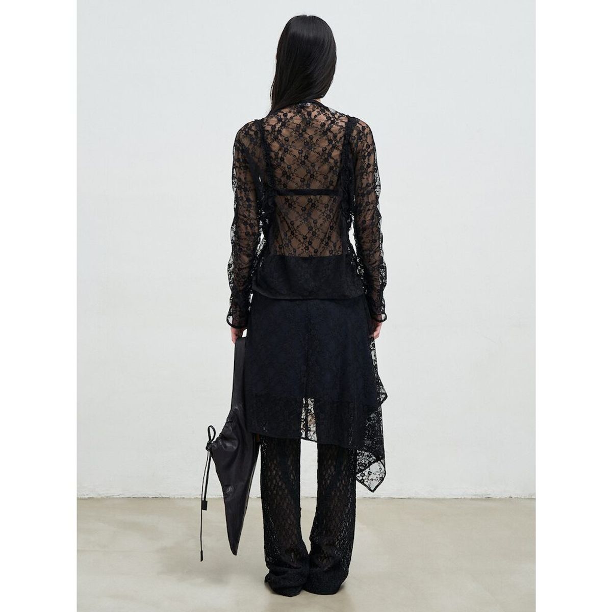 앙개(ANGGAE) Layered Lace Skirt  Black