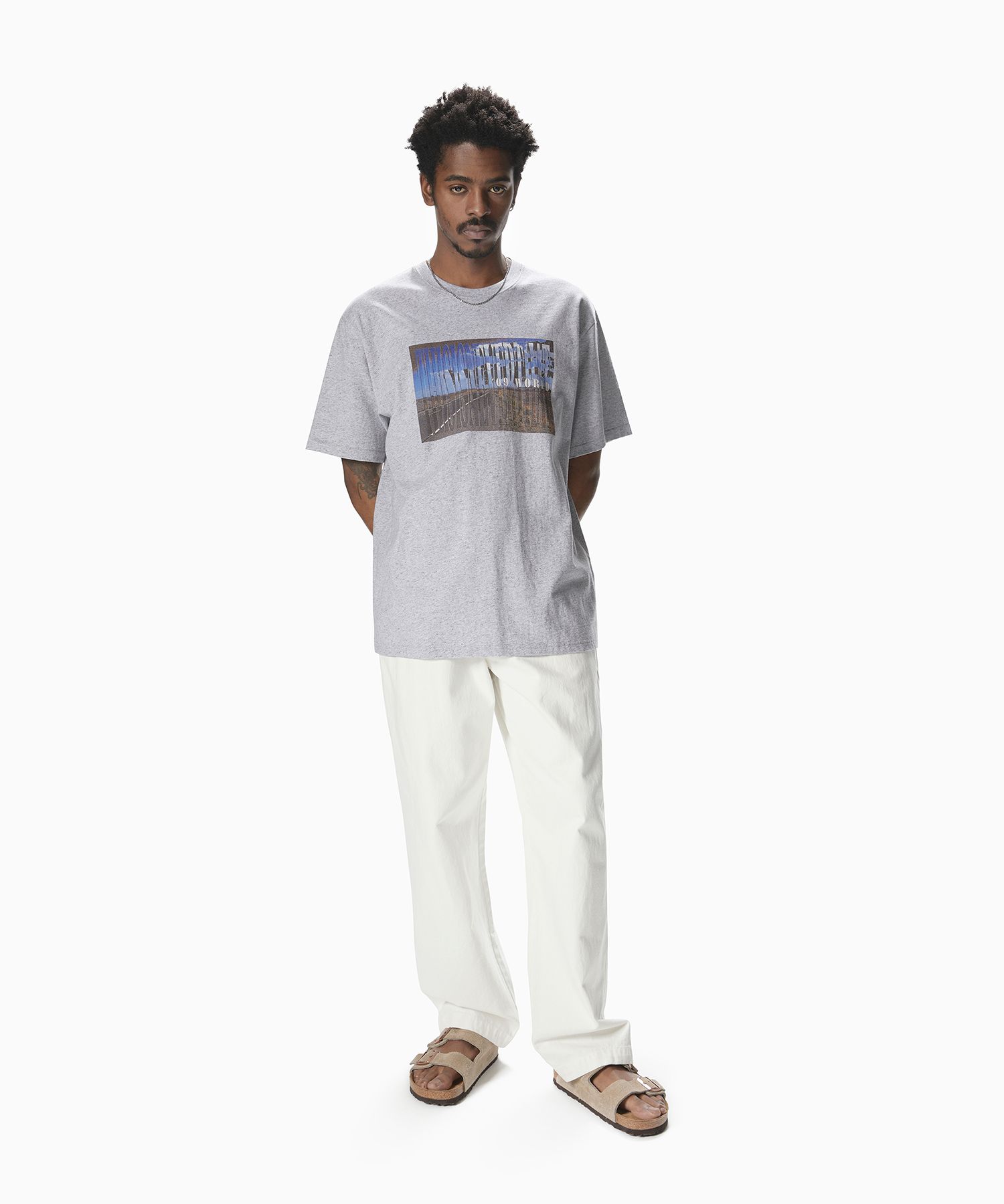 ★thisisneverthat★ Highway Tee Heather Grey TN251TTSST02HGR 디스이즈네버댓(THISISNEVERTHAT) Highway Tee Heather Grey