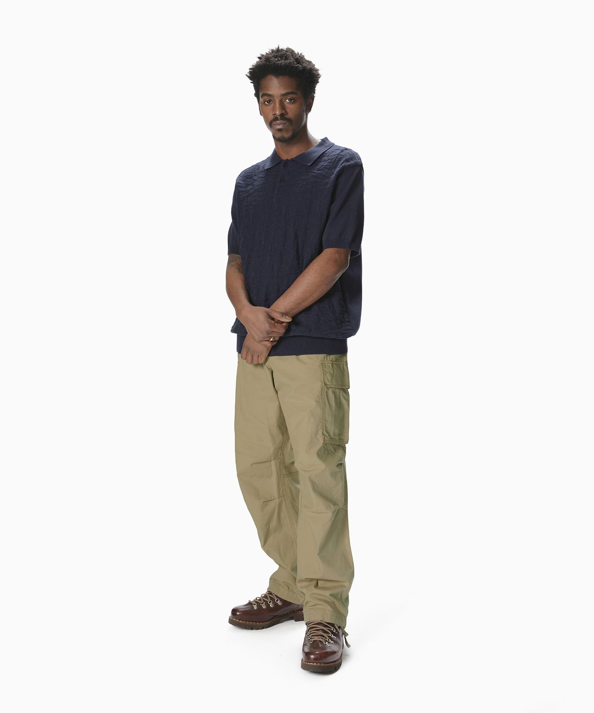 디스이즈네버댓(THISISNEVERTHAT) Stacked TNT S/S Knit Polo Navy