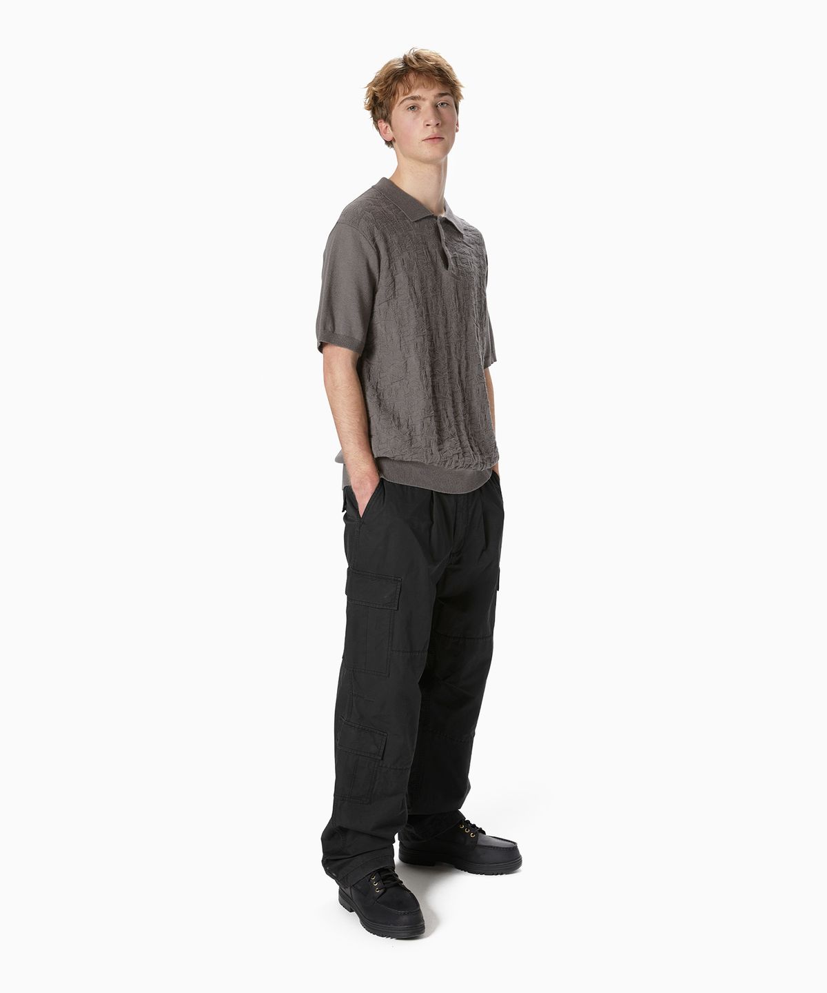 디스이즈네버댓(THISISNEVERTHAT) Stacked TNT S/S Knit Polo Grey
