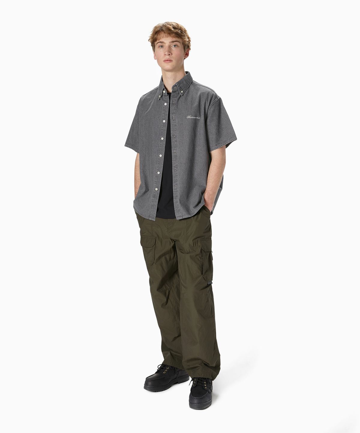 디스이즈네버댓(THISISNEVERTHAT) Washed Denim S/S Shirt Grey