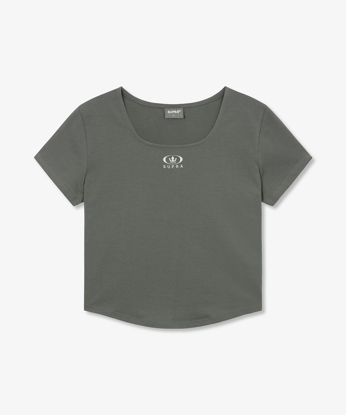 수프라(SUPRA) 여성 서클 크라운 스퀘어넥 반팔 티셔츠(GRAY)