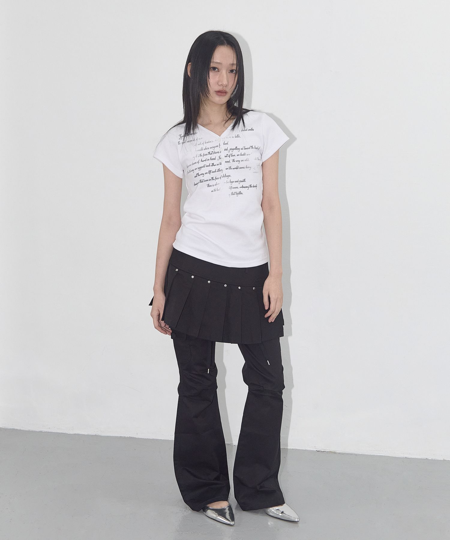 MUSINSA公式 | FANCY CLUB Vintage Snap Lettering Tee (WHITE