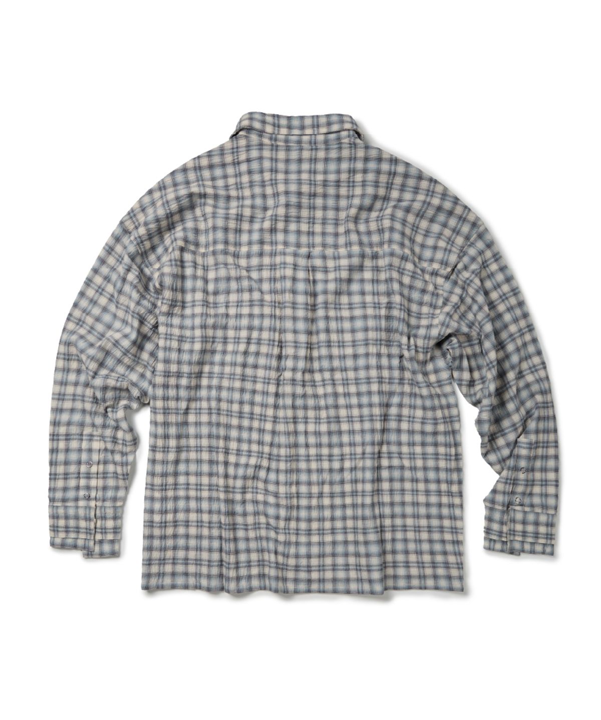 이티씨이(ETCE) LAYERED CUFFS CHECK SHIRT (WHITE)