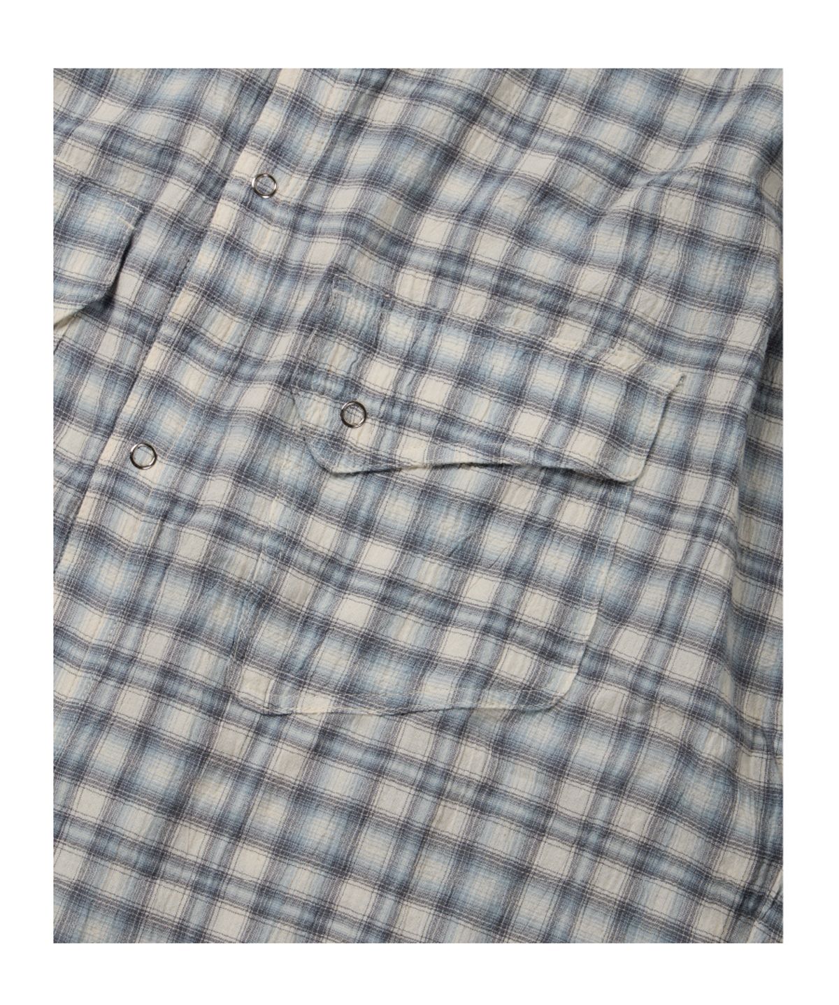이티씨이(ETCE) LAYERED CUFFS CHECK SHIRT (WHITE)