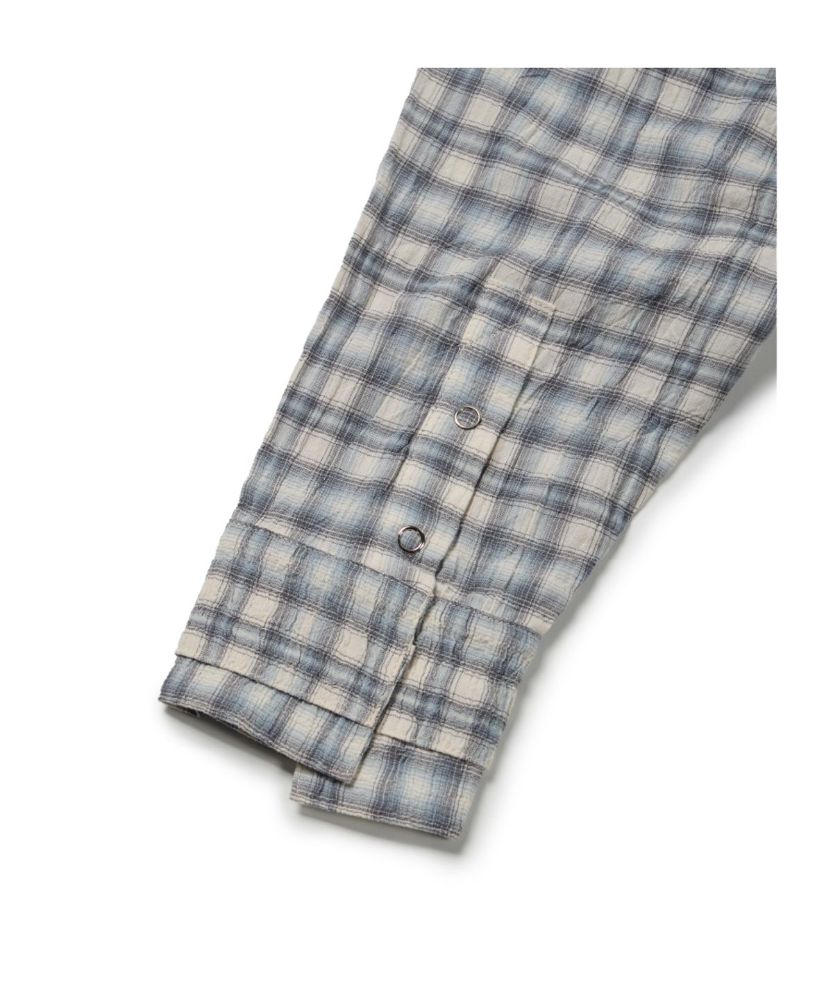 이티씨이(ETCE) LAYERED CUFFS CHECK SHIRT (WHITE)