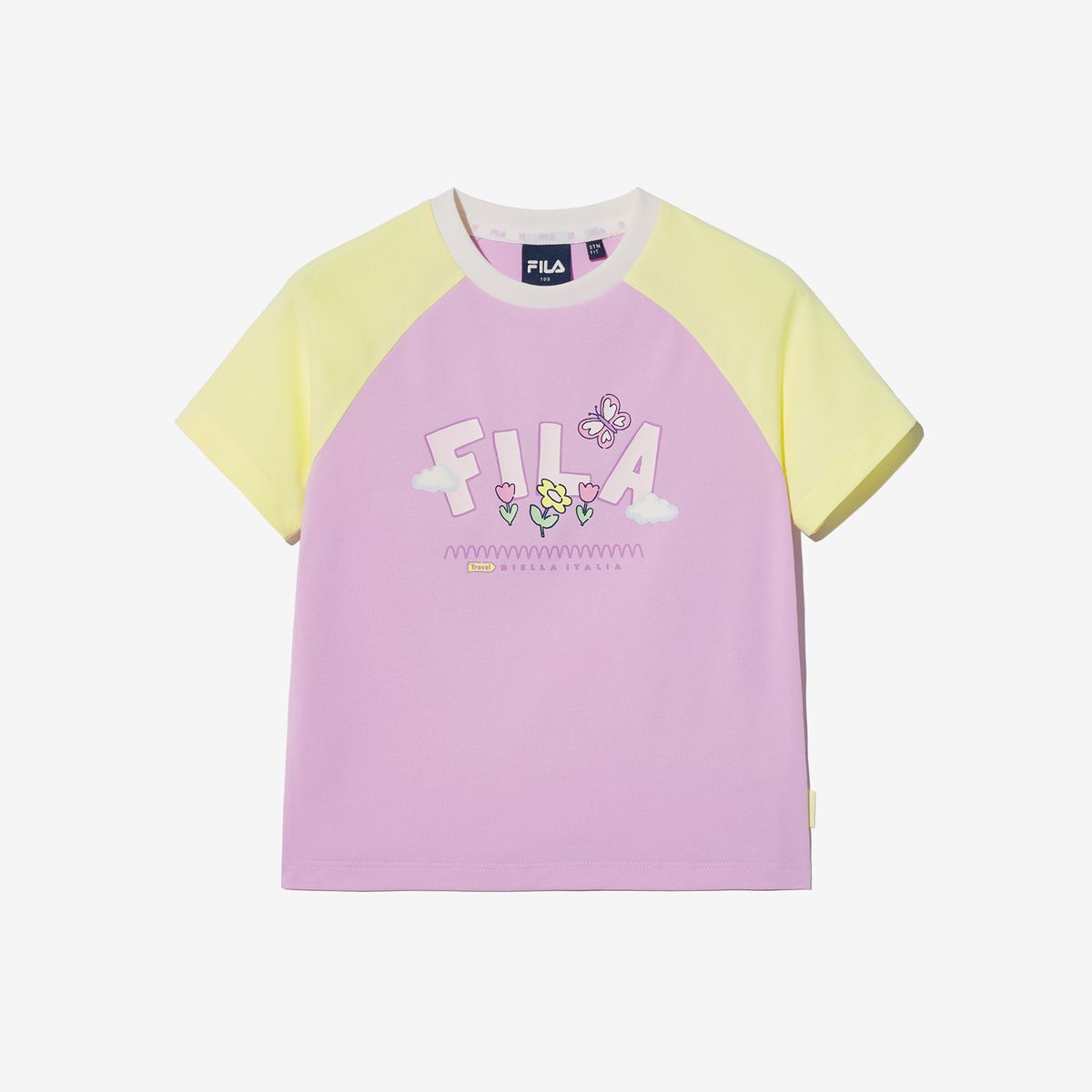 휠라 키즈(FILA KIDS) Travel club 컬러블럭 반팔티셔츠