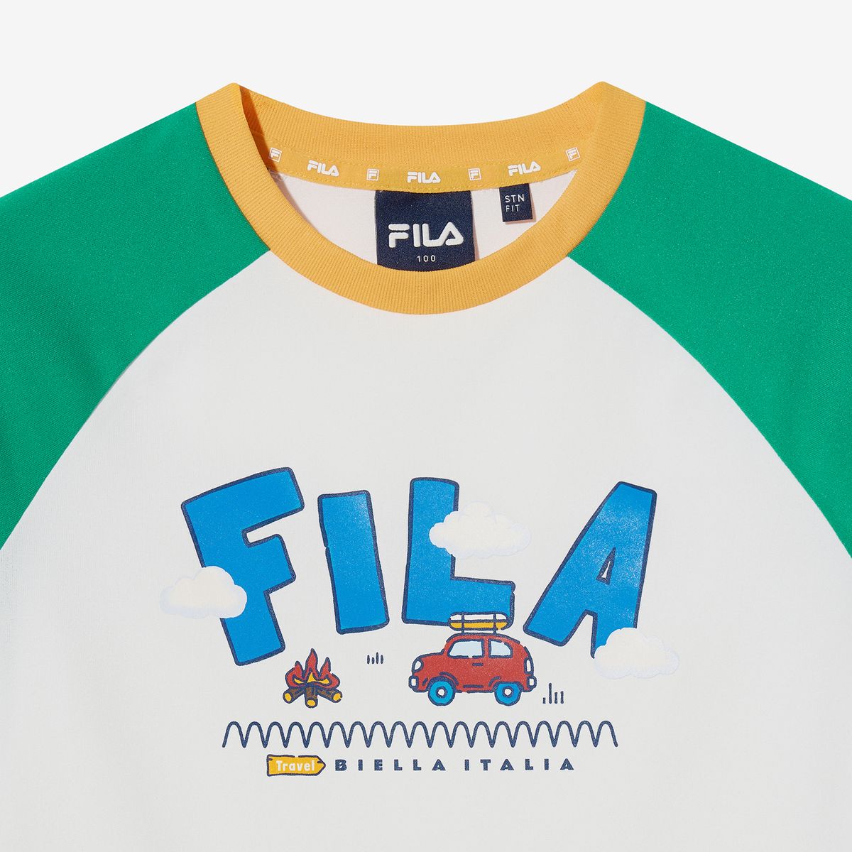 휠라 키즈(FILA KIDS) Travel club 컬러블럭 반팔티셔츠