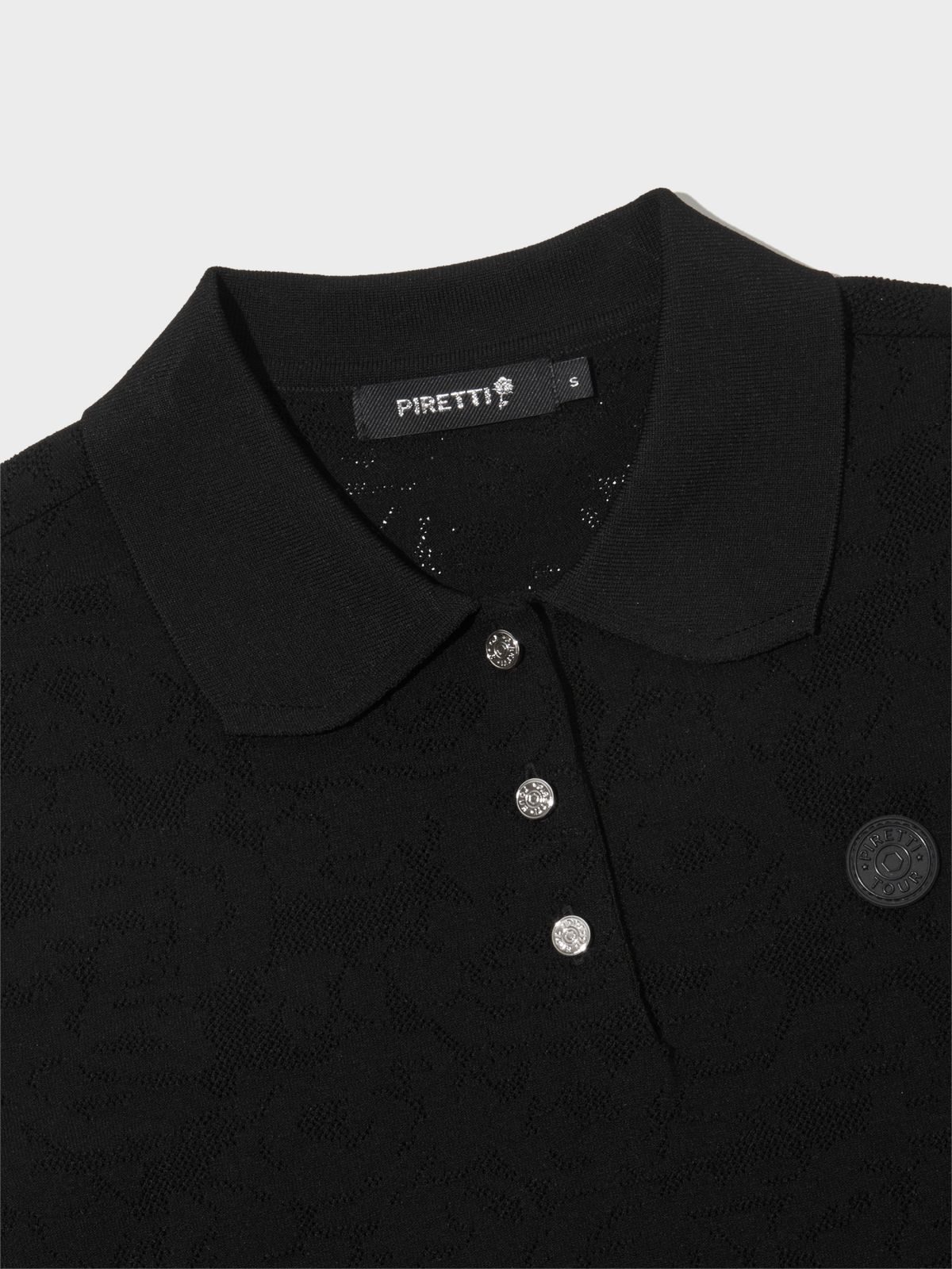 피레티(PIRETTI) 투터로즈 반팔 폴로 니트 W_Black