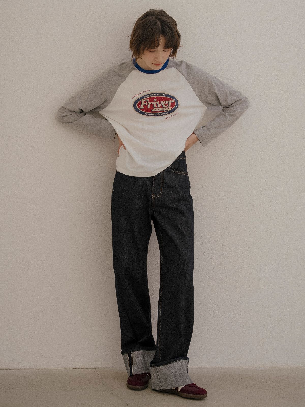 프리버07(FRIVER07) Friver raglan coloring t-shirt_2color