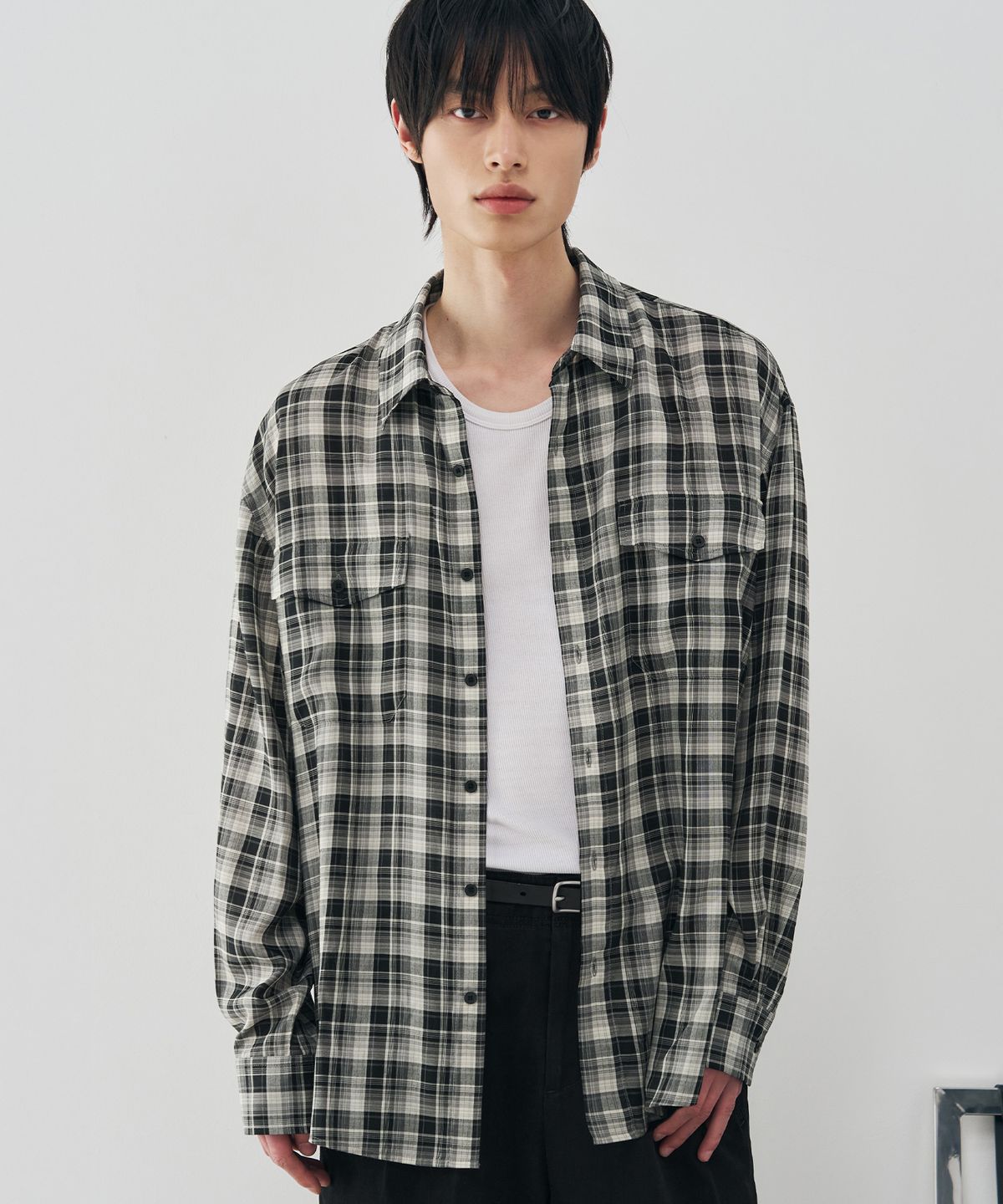 드로우핏(DRAW FIT) 마빈 투포켓 체크 셔츠 [BLACK]