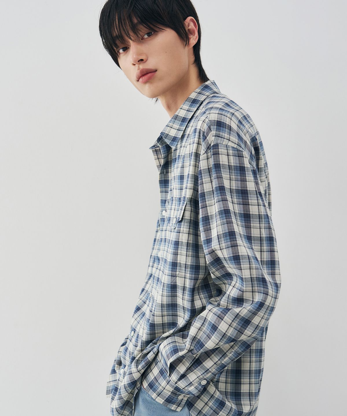 드로우핏(DRAW FIT) 마빈 투포켓 체크 셔츠 [BLUE]