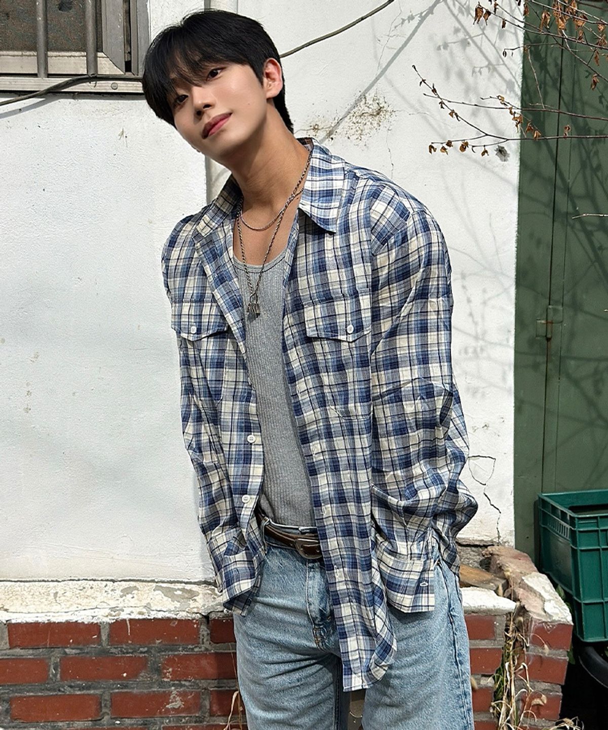 드로우핏(DRAW FIT) 마빈 투포켓 체크 셔츠 [BLUE]