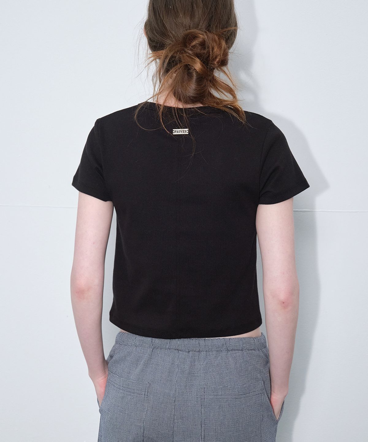 프리버07(FRIVER07) Bottle cotton crop t-shirt_Black