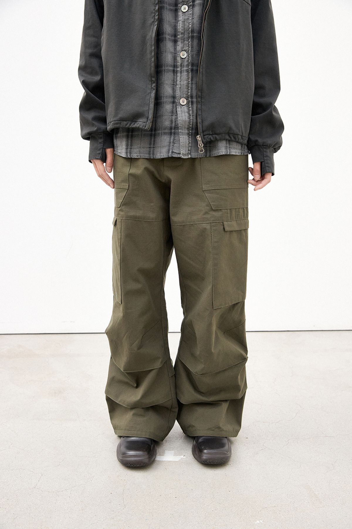 해칭룸(HATCHINGROOM) Fatigue Over Pants Ripstop Dark Khaki