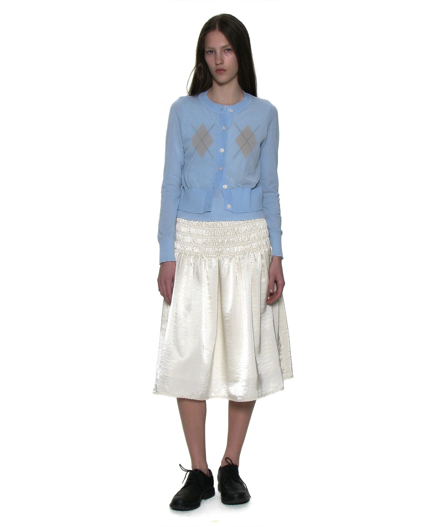 【PARTIMENTO】 LACE TRIM SMOCKING MIDI SKIRT / 追跡付 MUSINSA | PARTIMENTO WOMEN Lace Trim Smoking Midi Skirt_Ivory
