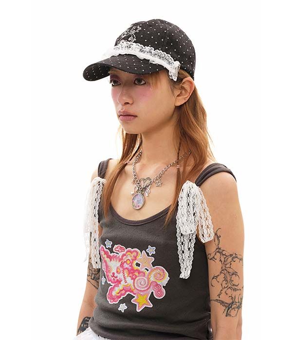 ★YOUTHBATH★YBX SOUP Loli bunny Lace ball Cap_black★正規品 MUSINSA | YOUTHBATH YBX SOUP Loli bunny Lace ball Cap_black