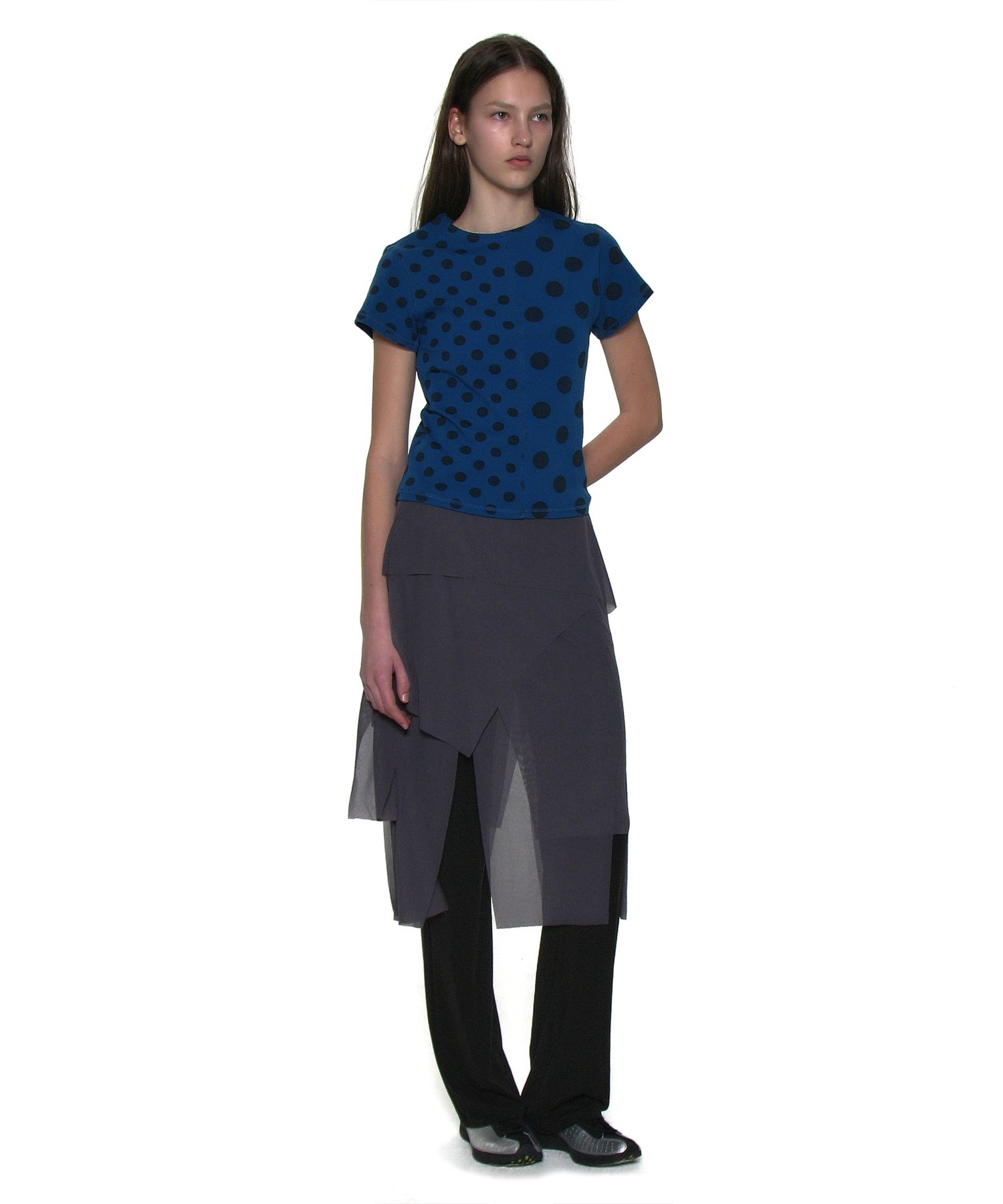 【PARTIMENTO】 MIX DOT ALL-OVER PRINTED SHORT SLEEVE TEE MUSINSA | PARTIMENTO WOMEN Mixed Dot Allover Printed Short
