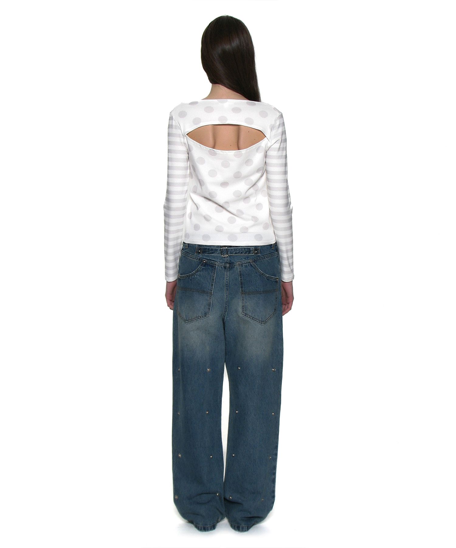 【PARTIMENTO】 DOT STRIPE ALL-OVER PRINTED LONG SLEEVE TEE MUSINSA | PARTIMENTO WOMEN Dot Stripe Allover Printed Long