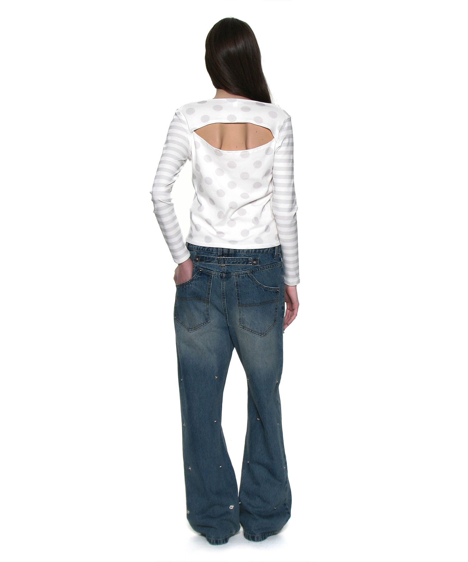 【PARTIMENTO】DOT STRIPE ALL-OVER PRINTED LONG SLEEVE TEE MUSINSA | PARTIMENTO WOMEN Dot Stripe Allover Printed Long