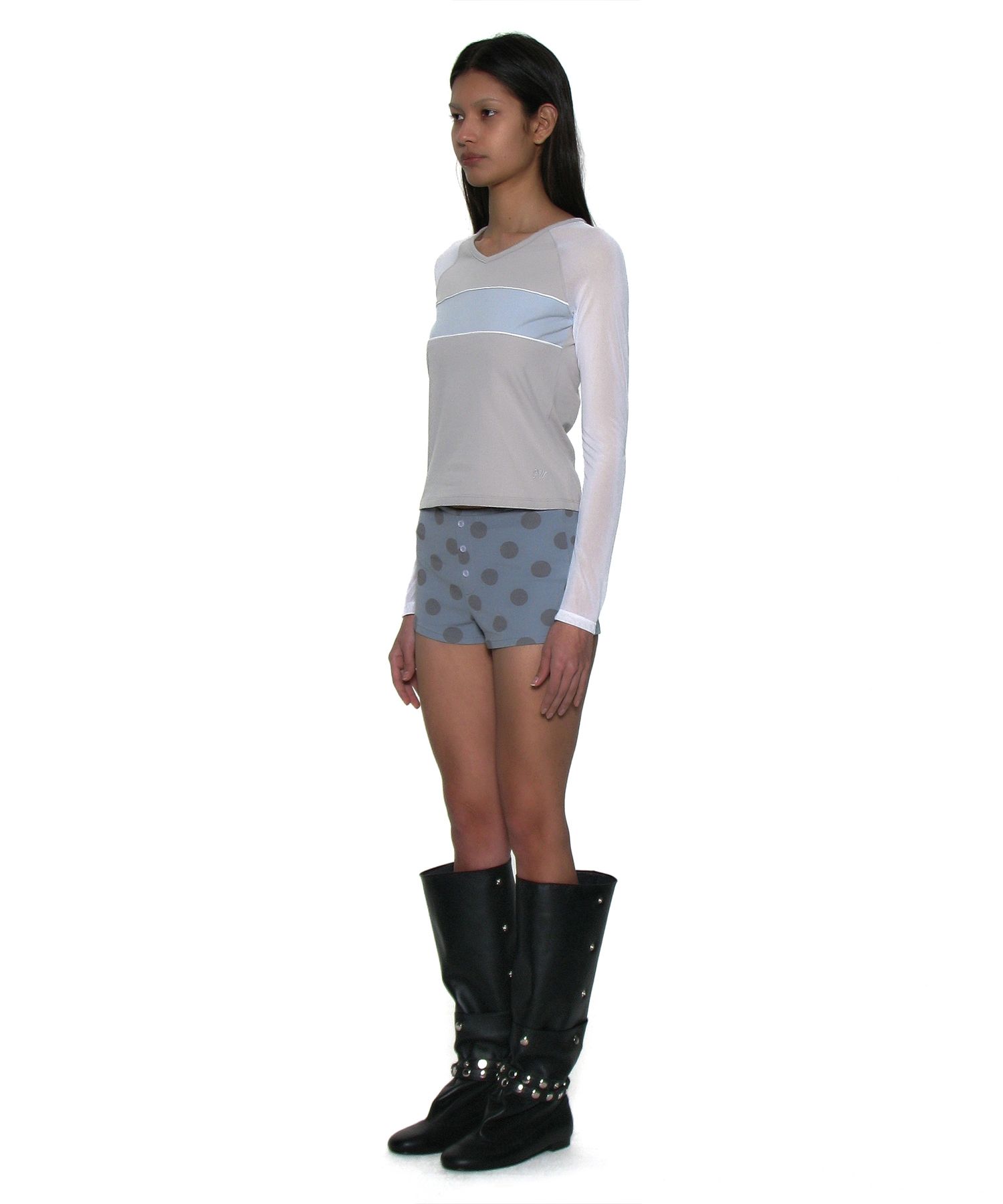 MUSINSA ムシンサ PARTIMENTO WOMEN MUSINSA | PARTIMENTO WOMEN V-neck Multi Combi Long Sleeve