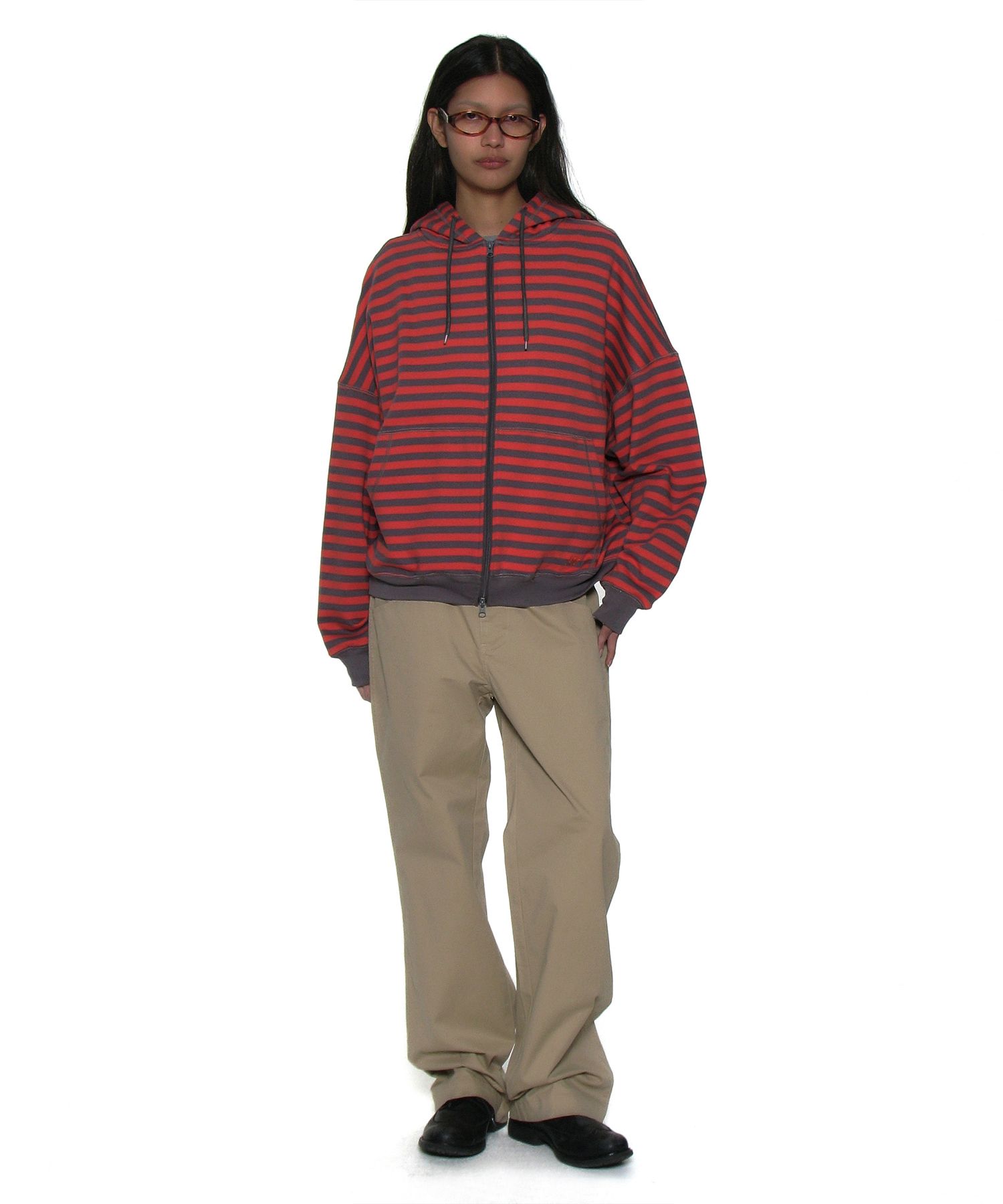 【PARTIMENTO】 STRIPE COCOON HOODIE ZIP-UP /追跡付 MUSINSA | PARTIMENTO WOMEN Striped Cocoon Hoodie Zip-up_Blue