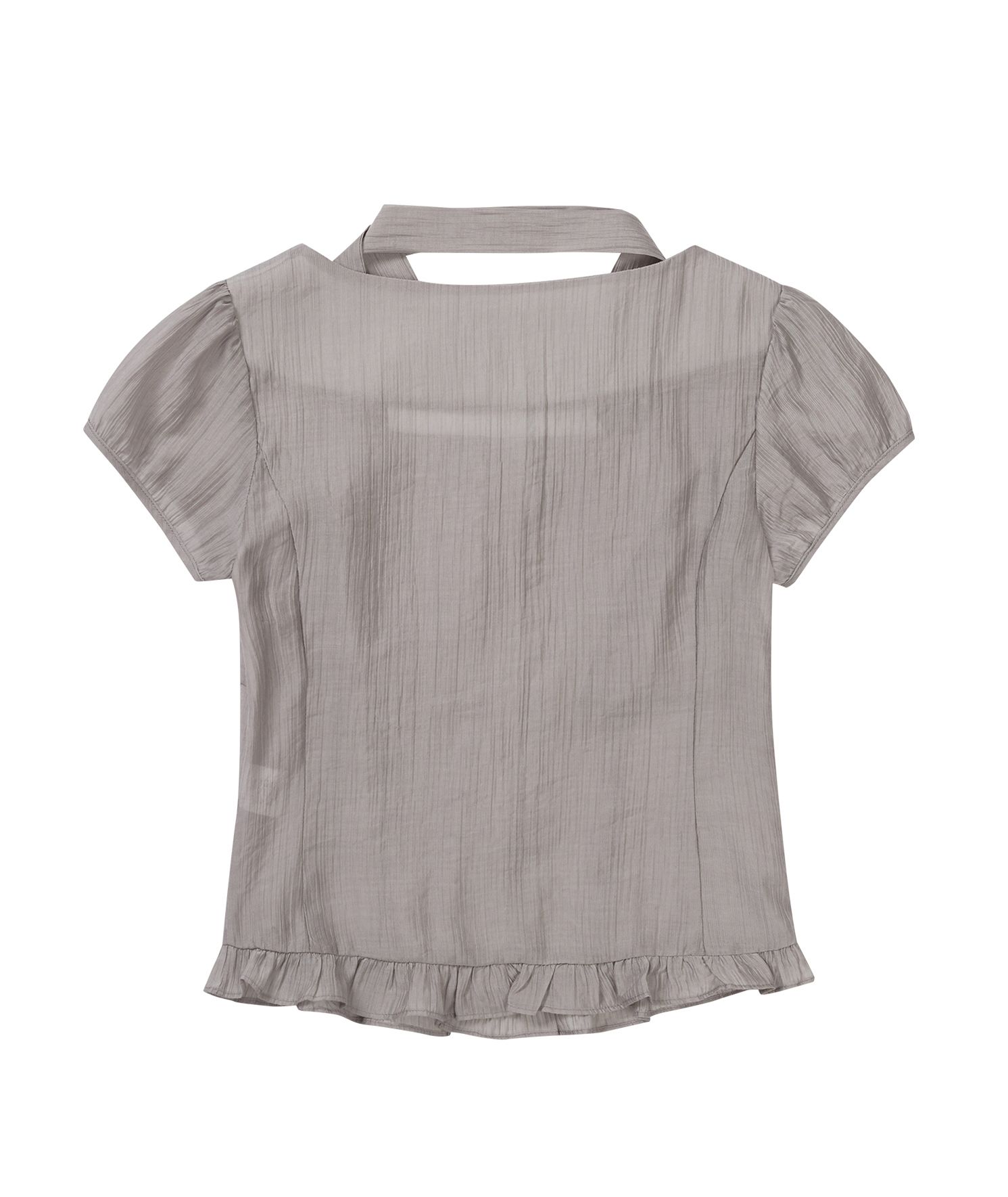 トップス ILLIGO Ribbon Tie Square Neck Blouse 7/23 Pre-order delivery] Ribbon tie square neck blouse gray