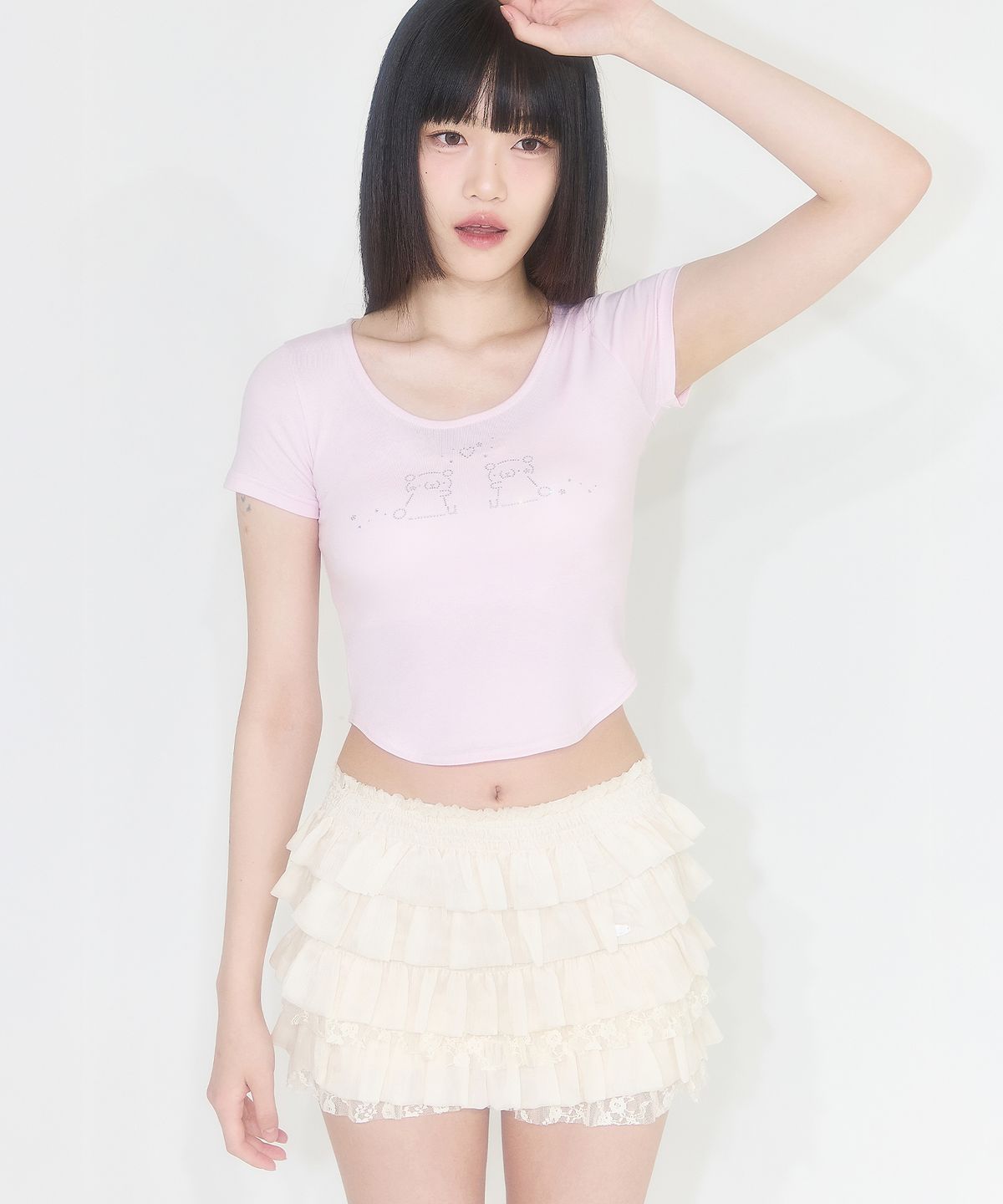 일리고(ILLIGO) 캉캉 프릴 스커트 팬츠 아이보리
