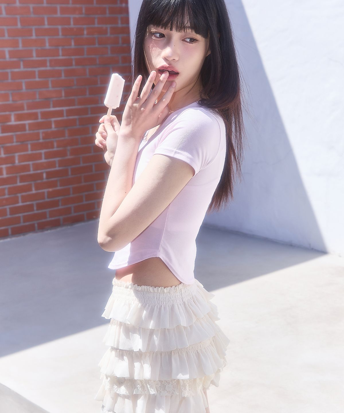 일리고(ILLIGO) 캉캉 프릴 스커트 팬츠 아이보리