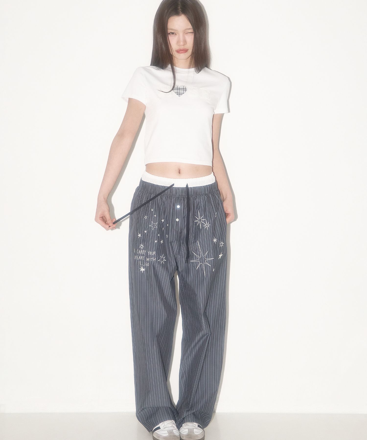 ストライプ パンツ イリゴ [ILLIGO] STITCH STRIPE PANTS STITCH STRIPE PANTS BLUE - illigo | 60% - Asian Fashion