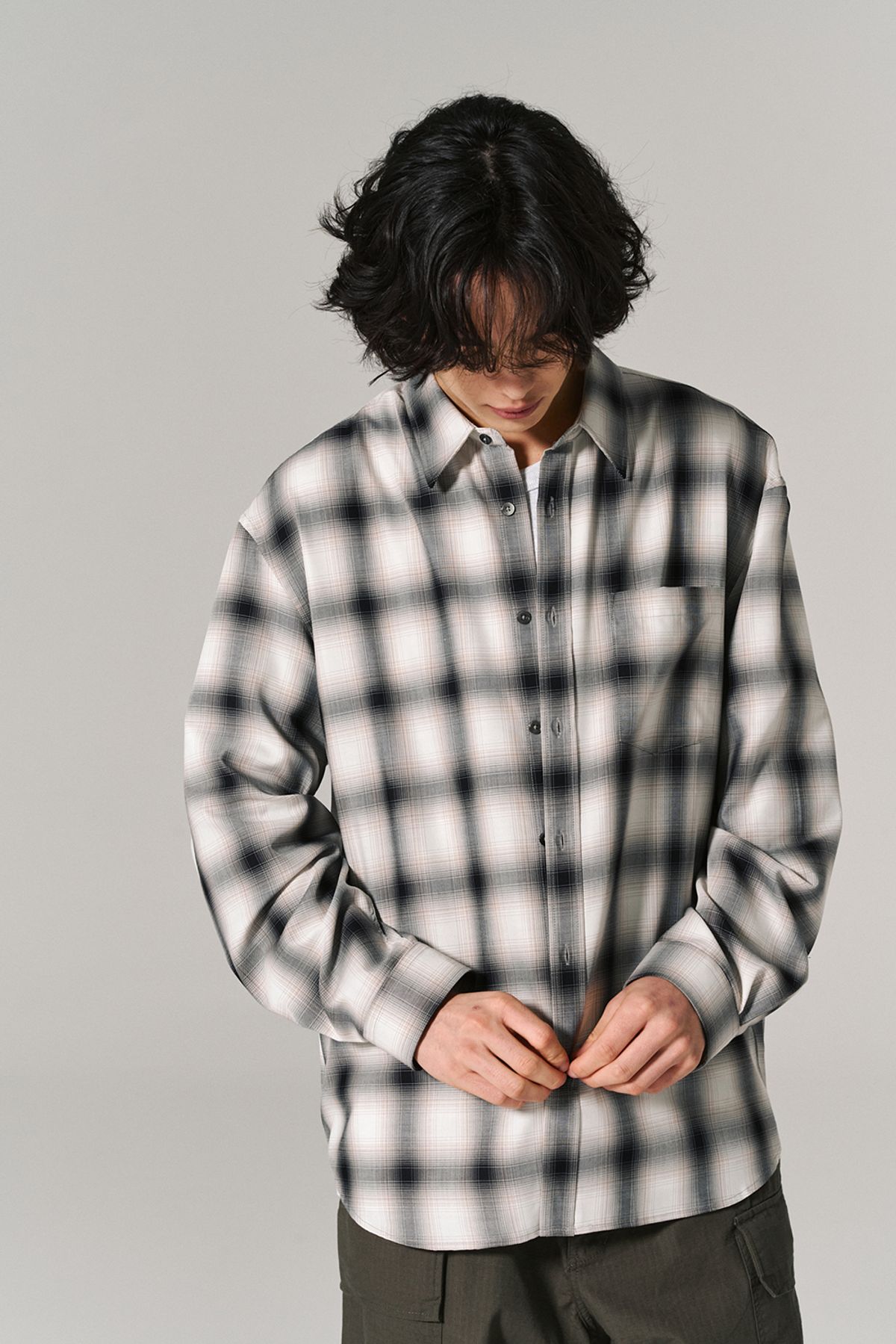 히즈핸더(HISHANDER) PLAID CHECK SHIRTS BLACK