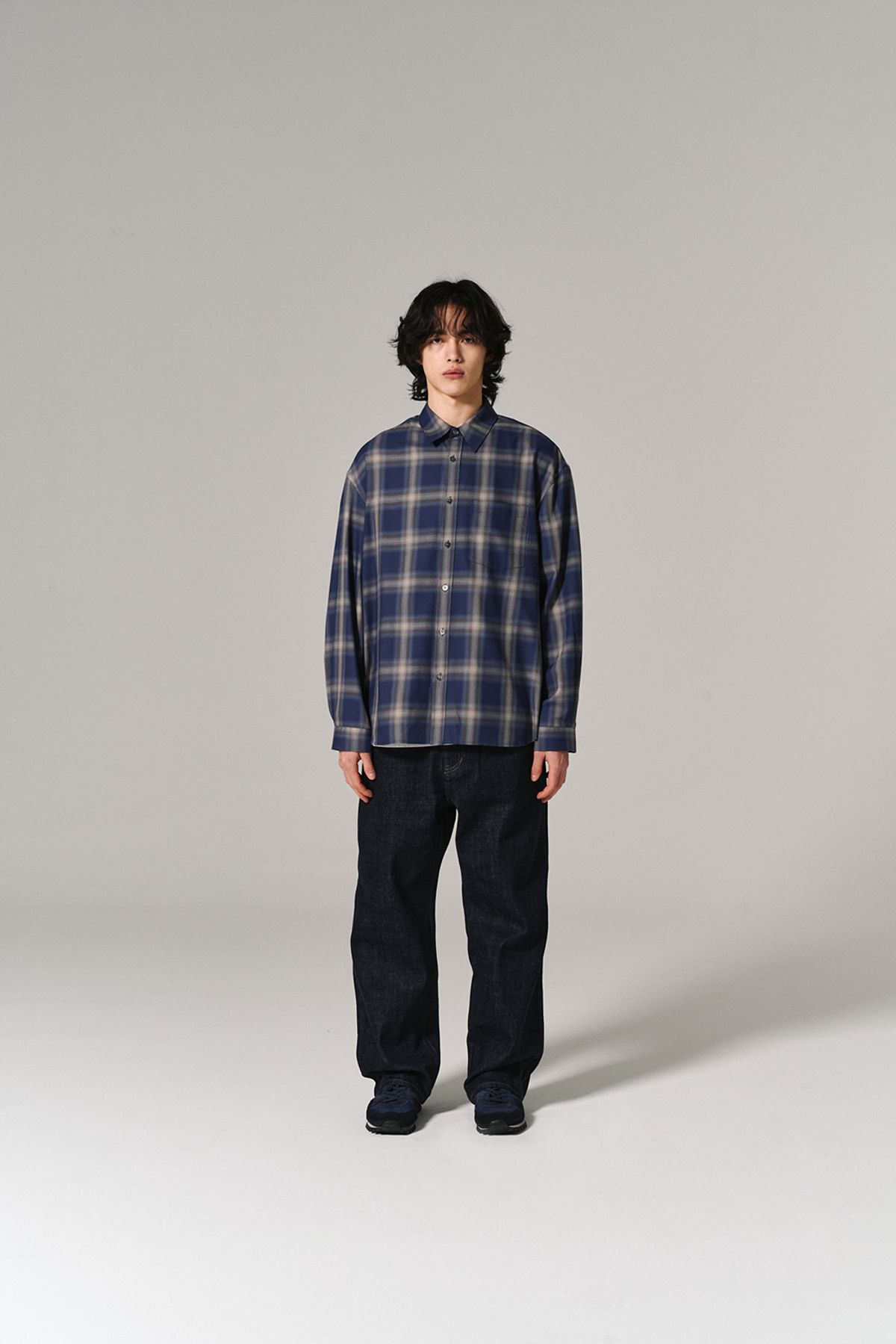 히즈핸더(HISHANDER) PLAID CHECK SHIRTS NAVY
