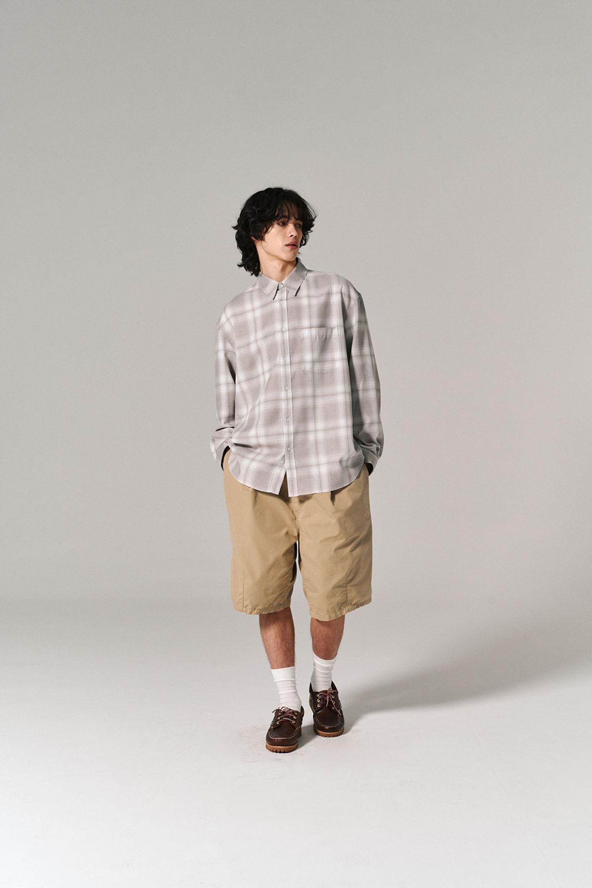 히즈핸더(HISHANDER) PLAID CHECK SHIRTS GREY