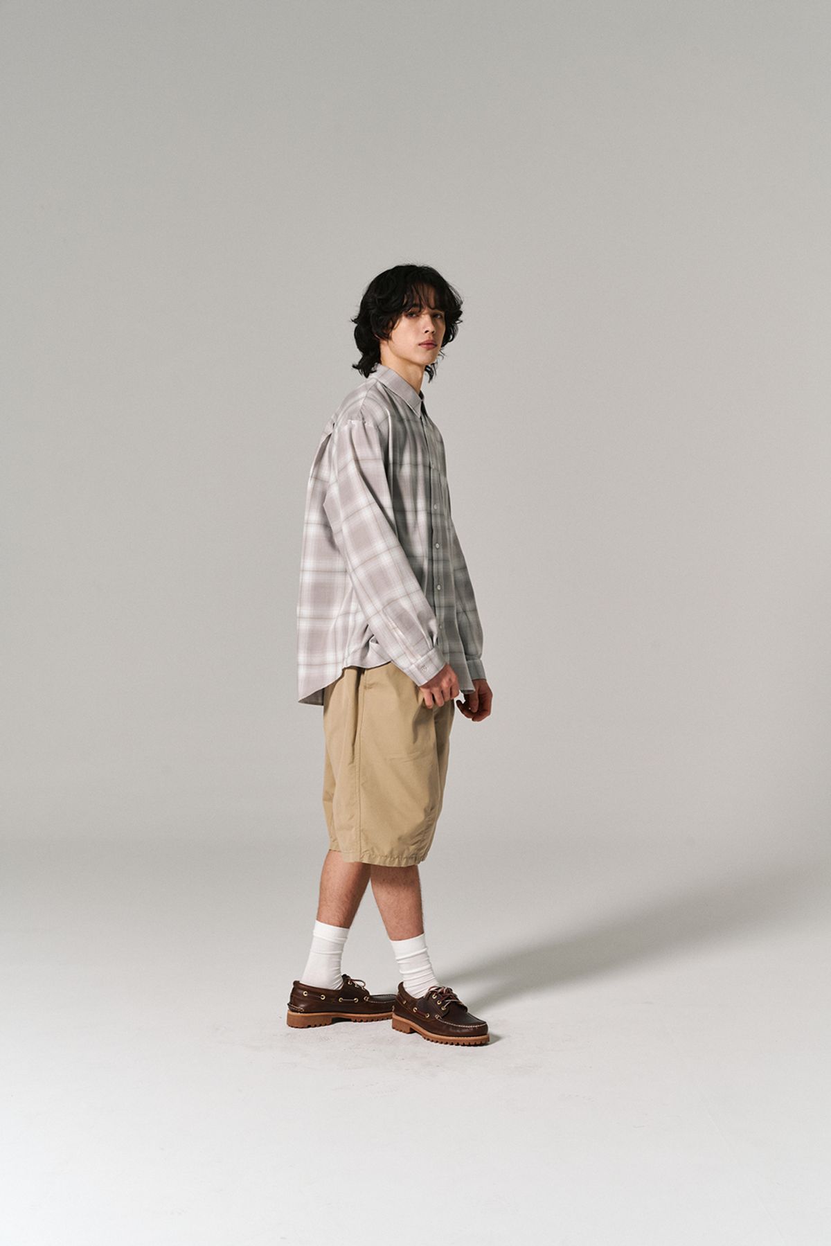 히즈핸더(HISHANDER) PLAID CHECK SHIRTS GREY