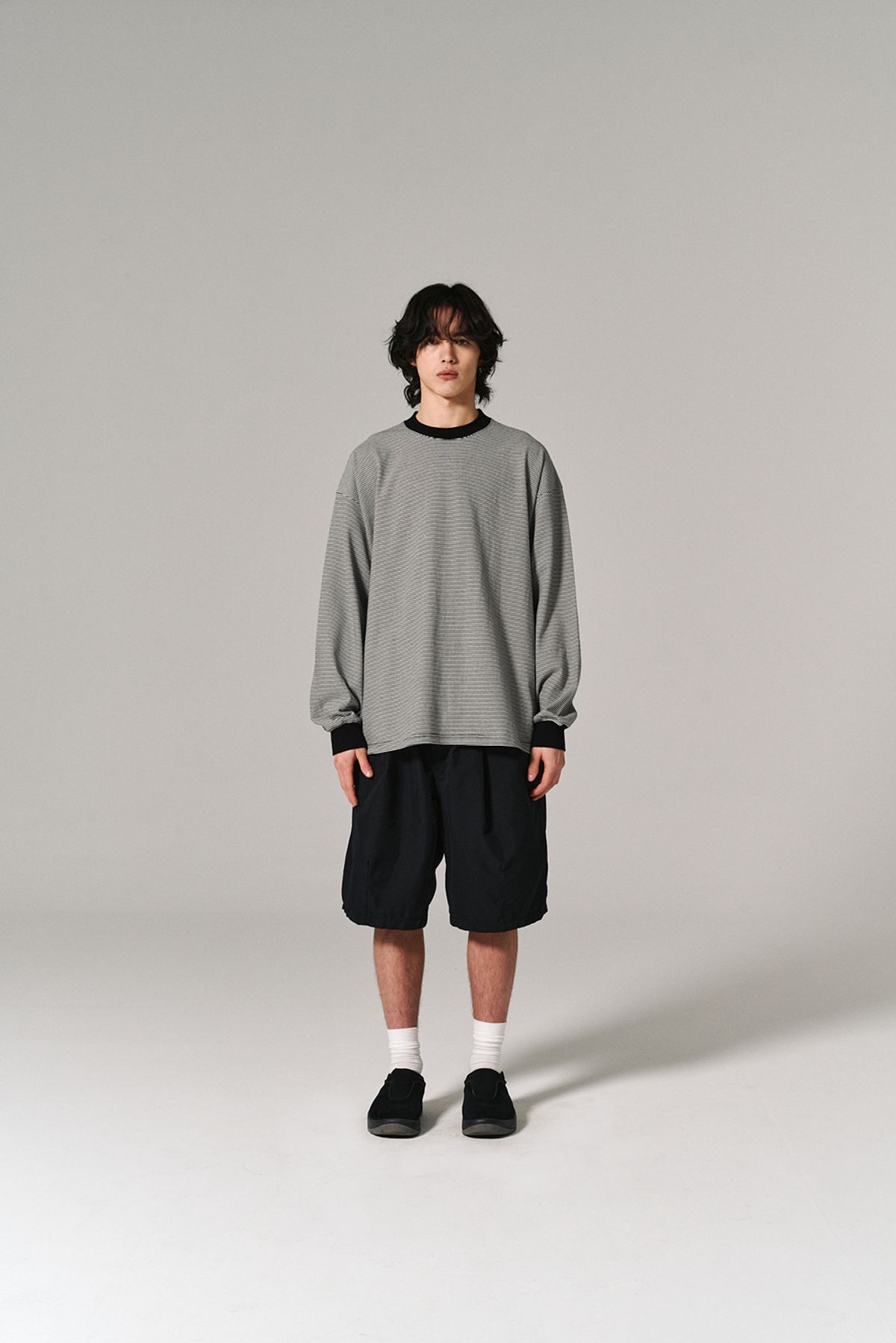 히즈핸더(HISHANDER) ROUND PATCH THIN L/S T-SHIRTS BLACK