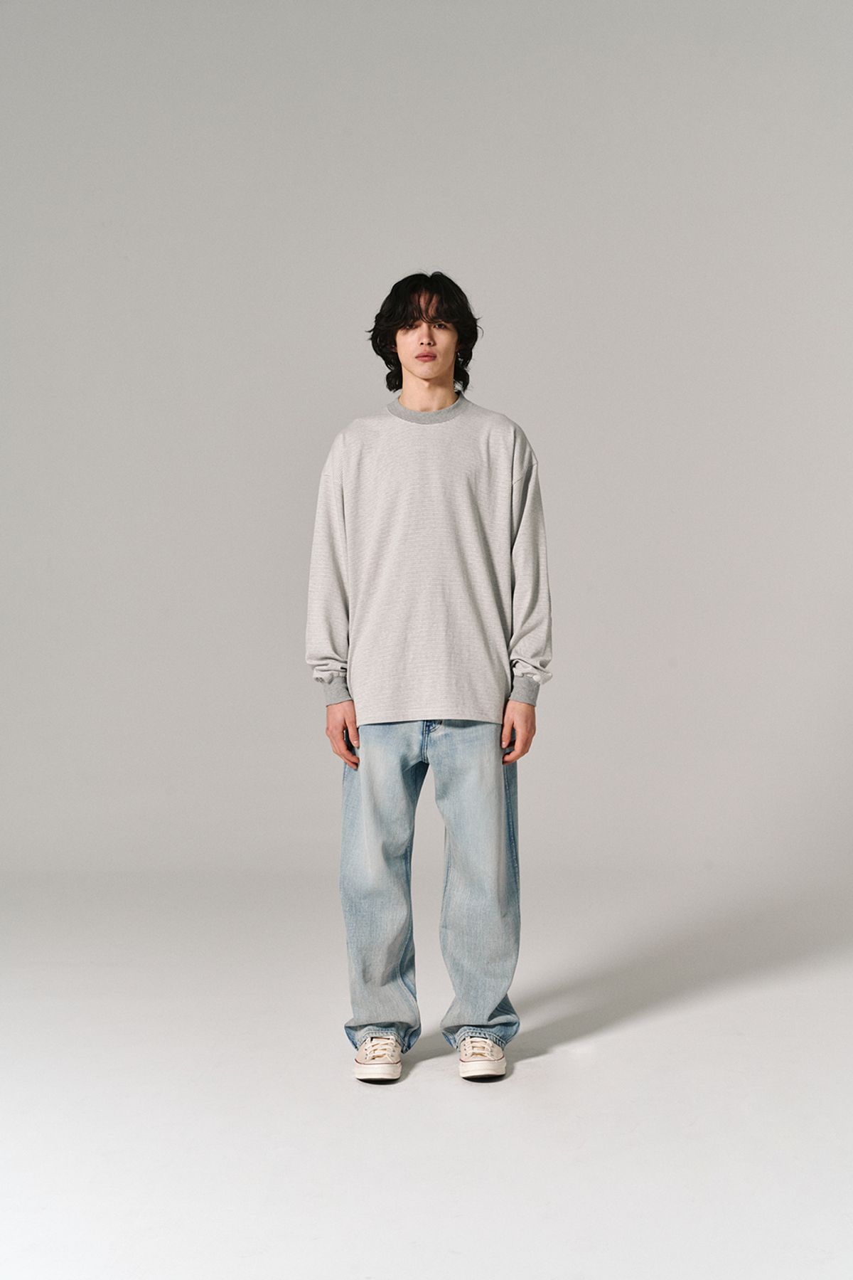 히즈핸더(HISHANDER) ROUND PATCH THIN L/S T-SHIRTS GREY