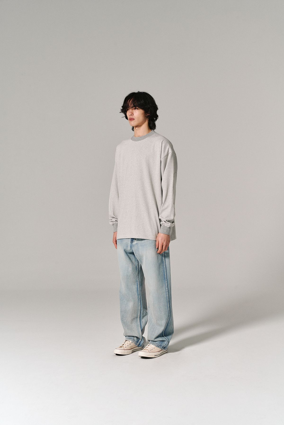 히즈핸더(HISHANDER) ROUND PATCH THIN L/S T-SHIRTS GREY