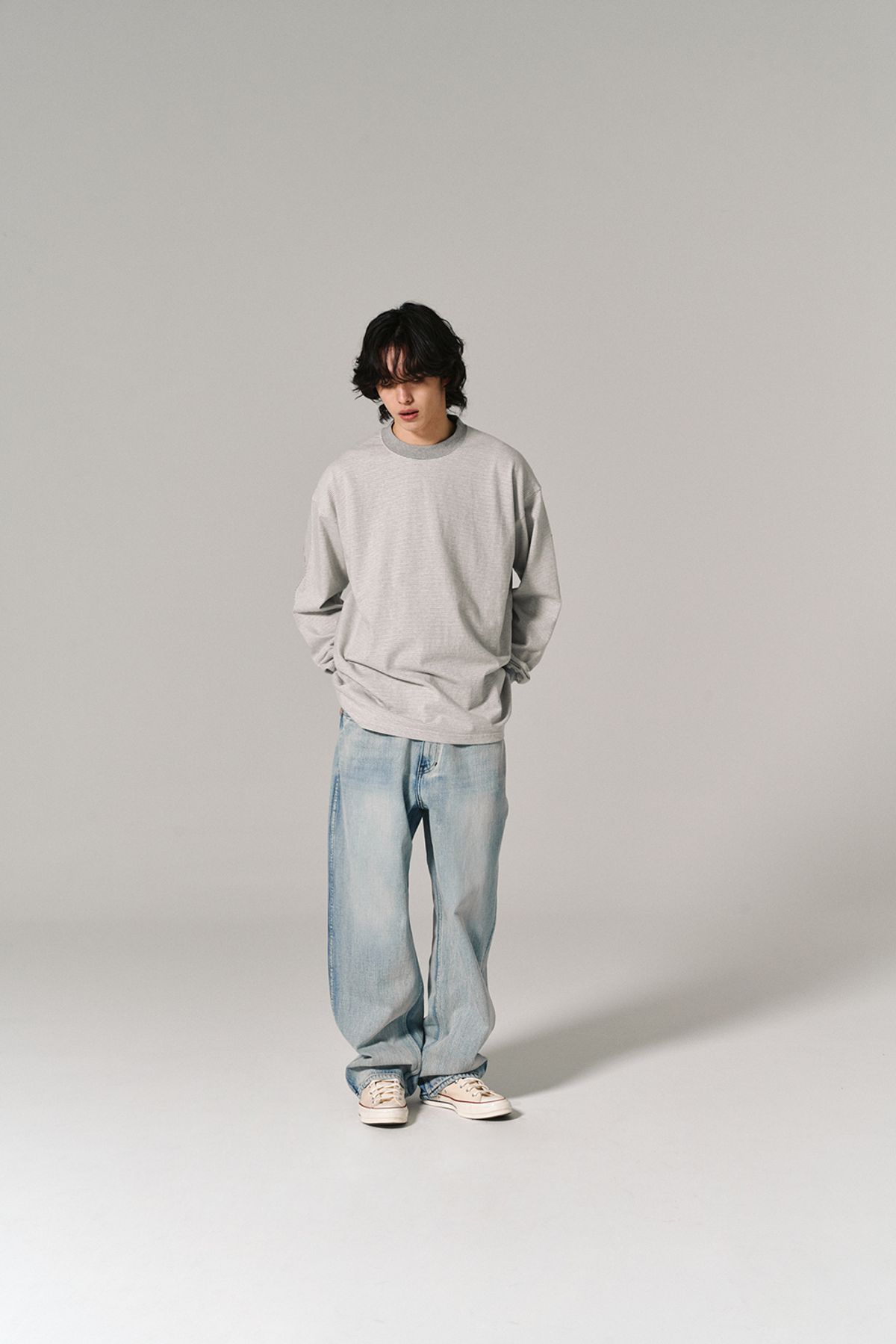 히즈핸더(HISHANDER) ROUND PATCH THIN L/S T-SHIRTS GREY
