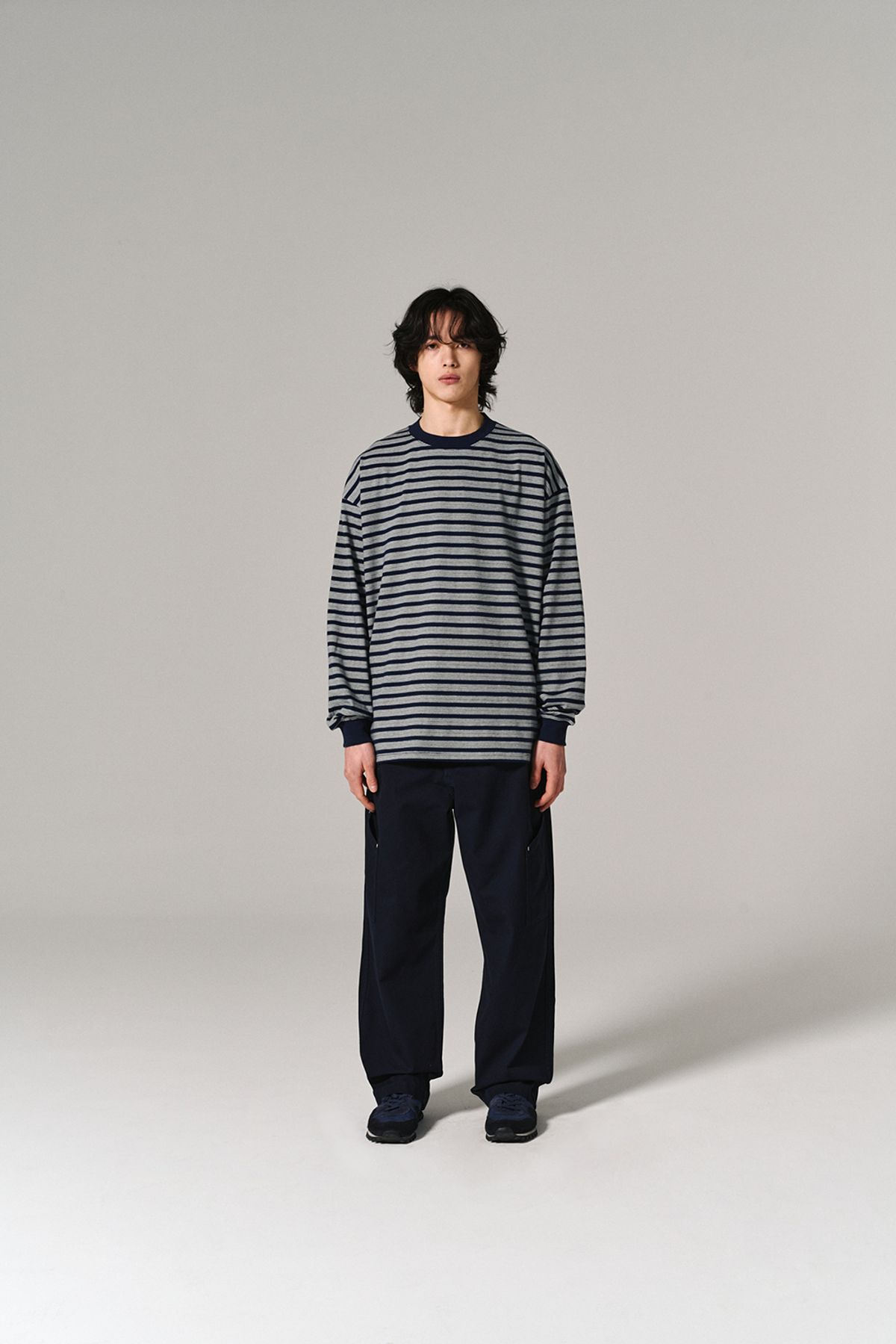 히즈핸더(HISHANDER) BORDER L/S T-SHIRTS NAVY