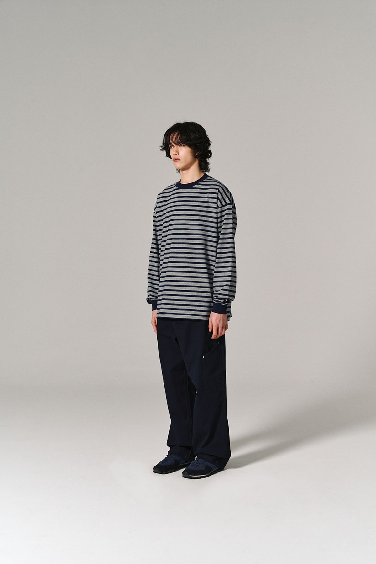 히즈핸더(HISHANDER) BORDER L/S T-SHIRTS NAVY