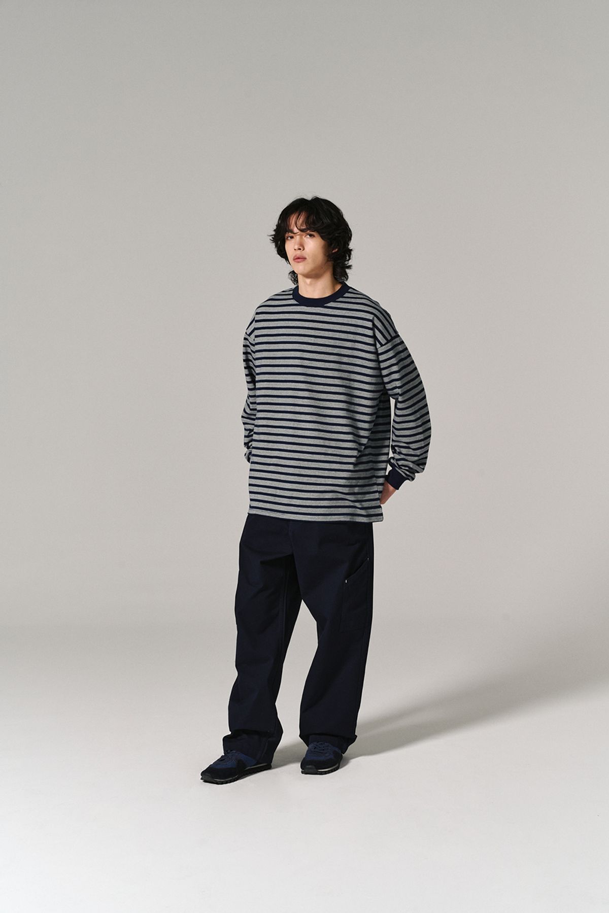 히즈핸더(HISHANDER) BORDER L/S T-SHIRTS NAVY